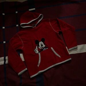 Mickey Unlimited red fleece hoodie cozy kangaroo pocket winter Disney Jerry